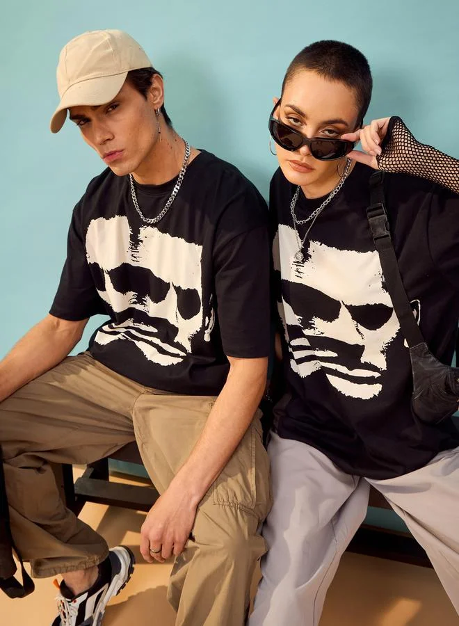 Mascln Sassafras Faces Graphic Print Oversized T-Shirt