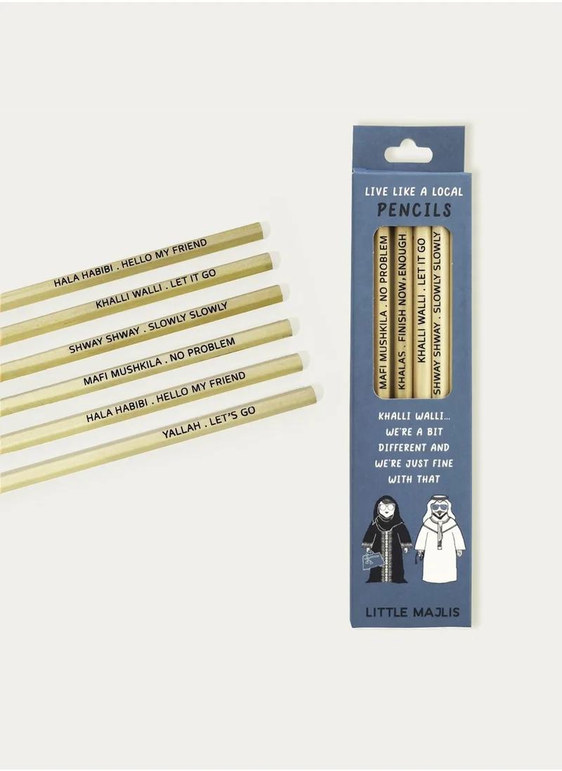 Little Majlis Pencil set 6, live like a local (khaleeji sayings)