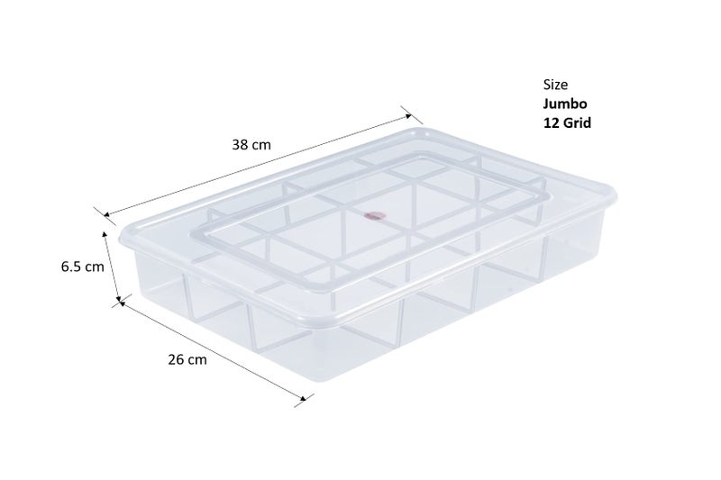SHOPATHON INDIA 12 Grids High Thickness Plastic Multipurpose Rectangular Storage Box with Tight Lid - Jumbo - Image 2