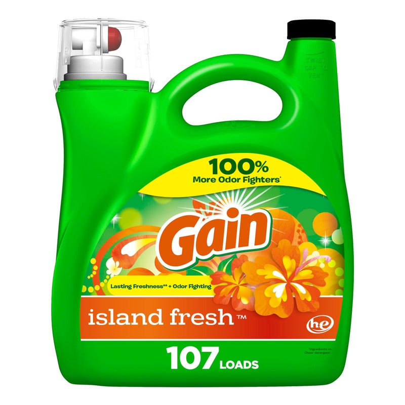 Gain Aroma Boost Liquid Laundry Detergent Island Fresh Scent 107 Loads 154 fl oz HE Compatible