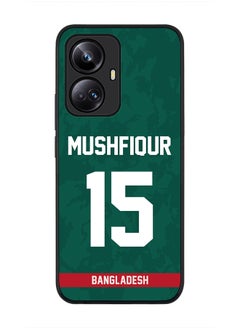 Cover for Realme 10 Pro Plus 5G Case , Rugged Black Slim fit Flexible Thin Protective Phone Cases - Player Name - Mushfiqur Rahim, Jersey Number- 15