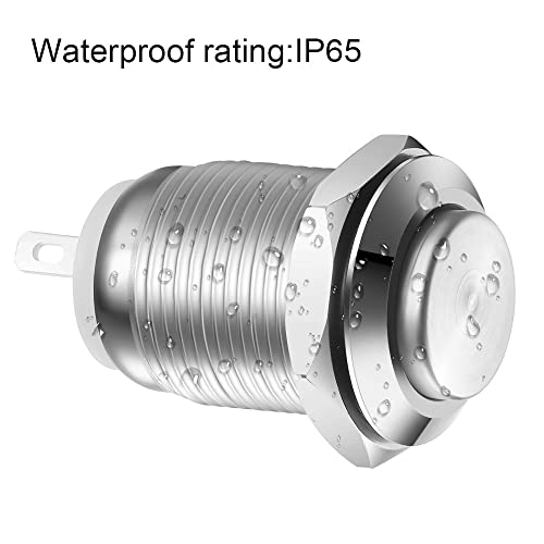 Gebildet 10pcs Waterproof Push Button Momentary Stainless Steel Push Button On Off 12mm 2A 12V/24V/125V/250V(High Head) - Image 4