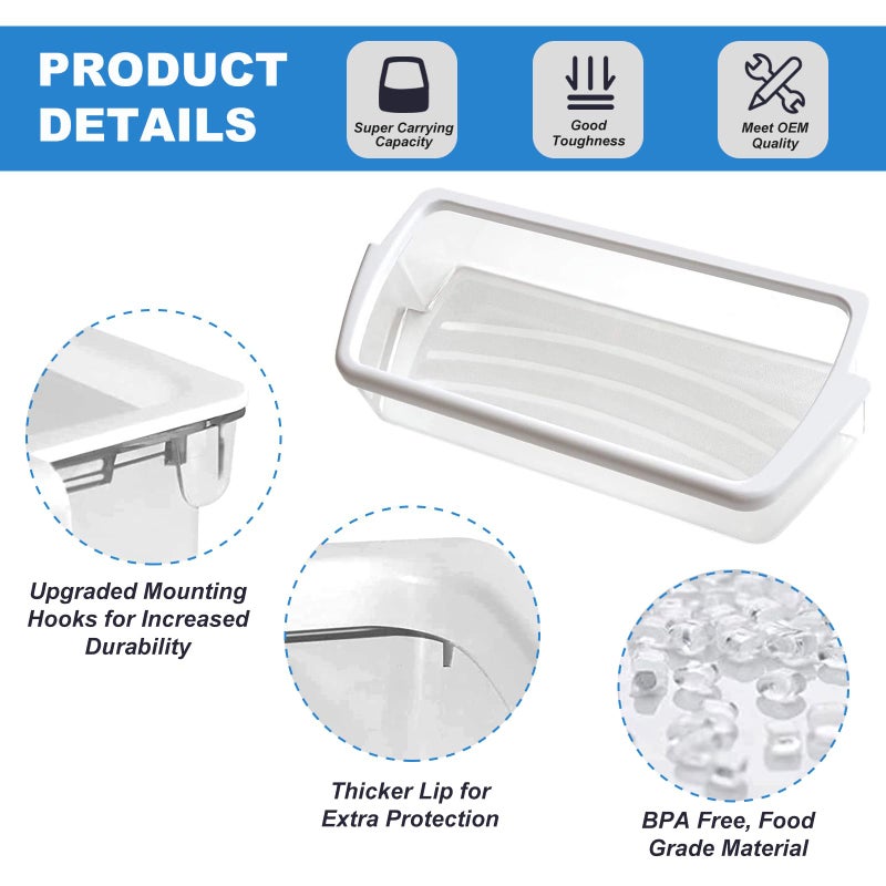 SENMEDO 2 PACK Upgraded W10321304 Refrigerator Door Shelf Replacement Compatible with Whirlpool Fridge Door Bin WRS325FDAM01 WRS325FDAM02 WRS325FDAM04 ED5FVGXWS07 - Replace WPW10321304 AP6019471 2179574 - Image 3