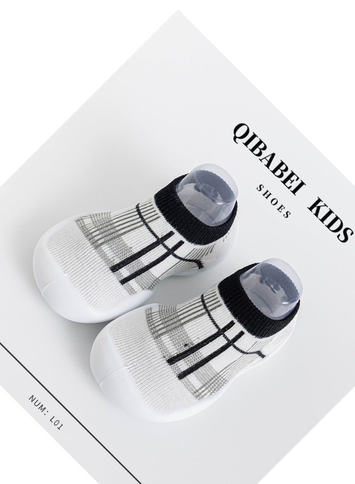 S SYMEFER Baby Sock Shoes with anti slip rubber First-Walking Shoes for Boy and Girls, Lightweight Bthable Cotton Indoor Sock Shoes for Baby Little Girls Boys, Black-L - Image 4