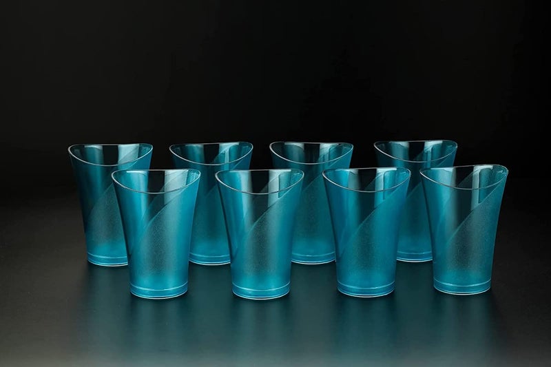 SORATH 8 Pcs Unbreakable Transparent BPA Free Food Grade Plastic Fiber Drinking Water Glass Set Juice Glass Cocktail Lassi Soda Milkshake Beer Glass Wine Glass Set Sky Blue - Image 1