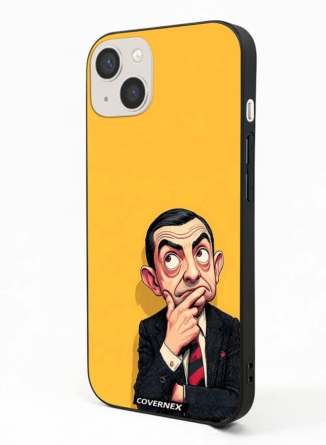 Covernex Apple iPhone 13 Protective Case Cover Printed Featuring Mr Bean Thinking Pose Classic Comedy - Image 1
