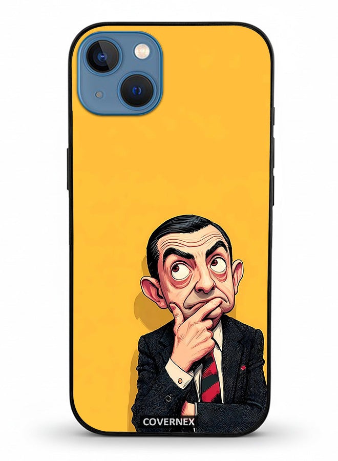 Covernex Apple iPhone 13 Protective Case Cover Printed Featuring Mr Bean Thinking Pose Classic Comedy - Image 2
