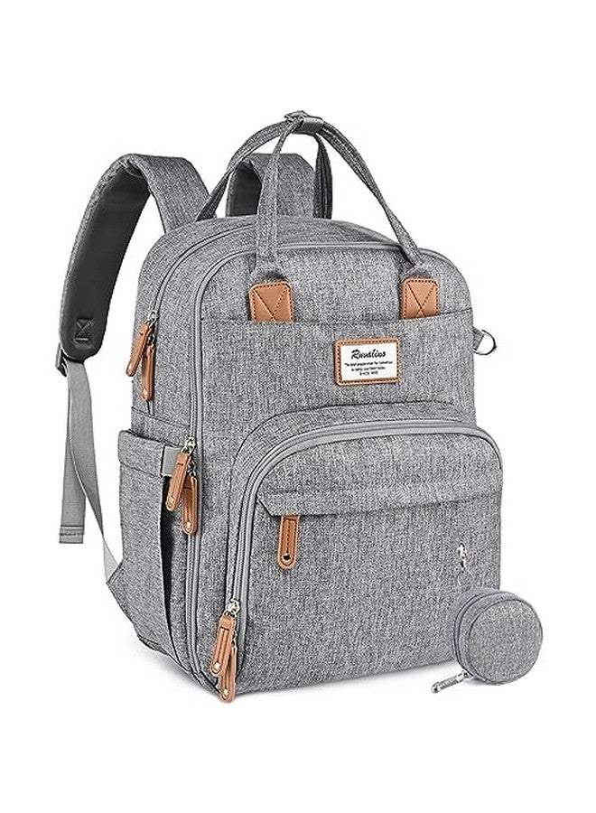 RUVALINO حقيبة حفاضات ظهر متعددة الوظائف حقيبة سفر للأمومة حقيبة تغيير الأطفال سعة كبيرة مقاومة للماء وأنيقة رمادية - Image 1