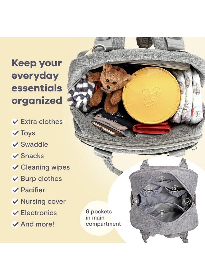 RUVALINO حقيبة حفاضات ظهر متعددة الوظائف حقيبة سفر للأمومة حقيبة تغيير الأطفال سعة كبيرة مقاومة للماء وأنيقة رمادية - Image 5