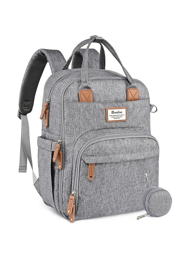 RUVALINO حقيبة حفاضات ظهر متعددة الوظائف حقيبة سفر للأمومة حقيبة تغيير الأطفال سعة كبيرة مقاومة للماء وأنيقة رمادية - Image 2