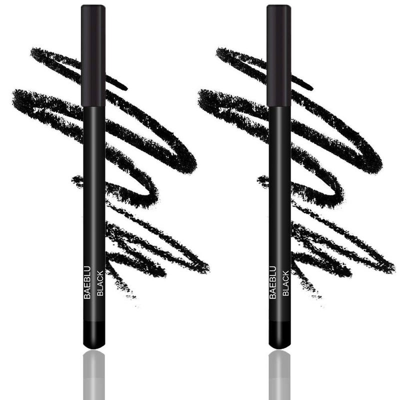 BaeBlu Natural Eyeliner Pencil, Black (Pack of 2) - Hypoallergenic, Water & Smudge Proof Eyeliner for Sharp Lines and Defined Eyes - Long-Lasting & Organic with Jojoba & Castor Oil for Sensitive Eyes - Image 1