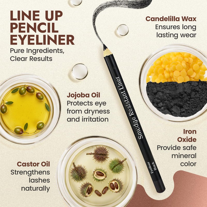 BaeBlu Natural Eyeliner Pencil, Black (Pack of 2) - Hypoallergenic, Water & Smudge Proof Eyeliner for Sharp Lines and Defined Eyes - Long-Lasting & Organic with Jojoba & Castor Oil for Sensitive Eyes - Image 2
