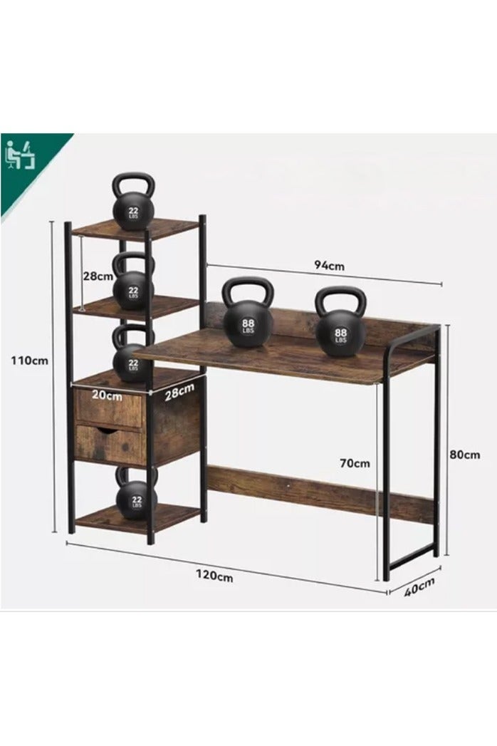 NKX Modern Computer Desk with Storage Shelves 120CM | Home Office Study Table, Writing Desk & Workstation - Image 2