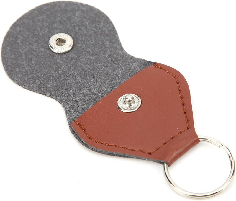 2Pcs Guitar Pick Bag, PU Keychain Portable Storage Case for Guitar Picks with Snap Buckle Design, Metal Keychain for and Small Objects (Brown) - Image 4