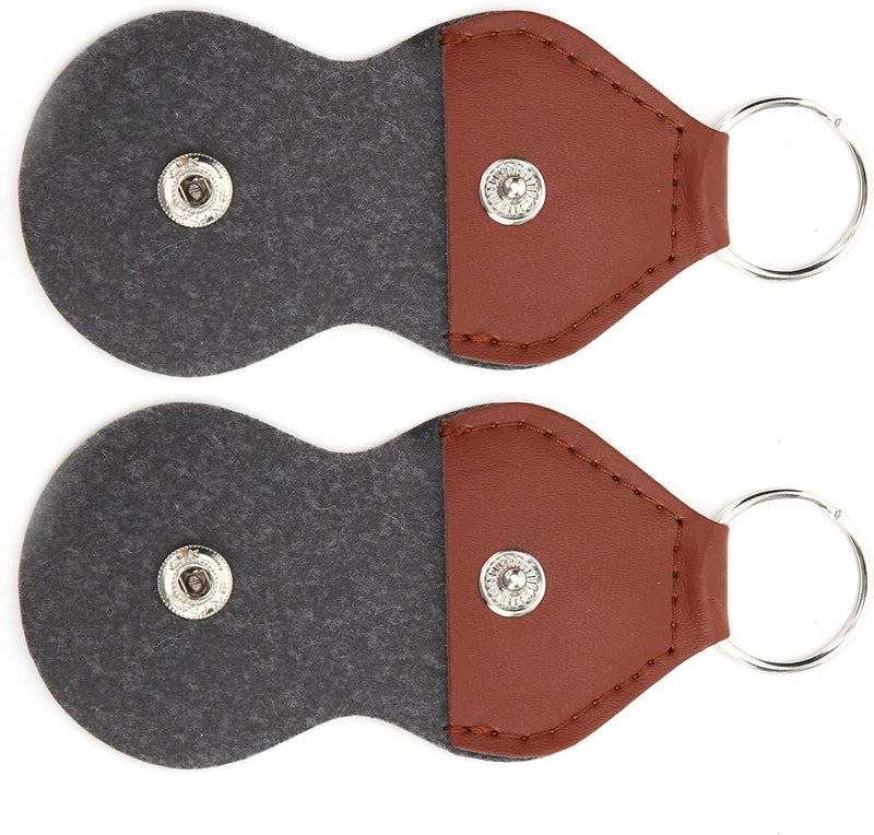 2Pcs Guitar Pick Bag, PU Keychain Portable Storage Case for Guitar Picks with Snap Buckle Design, Metal Keychain for and Small Objects (Brown) - Image 5