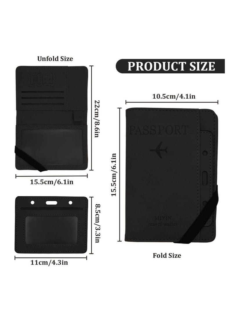 Y&D - PU Leather Passport Holder Cover Case, Slim Travel Wallet Card Organizer Protector Vaccine for Men&Women Accessories (Black) - Image 1