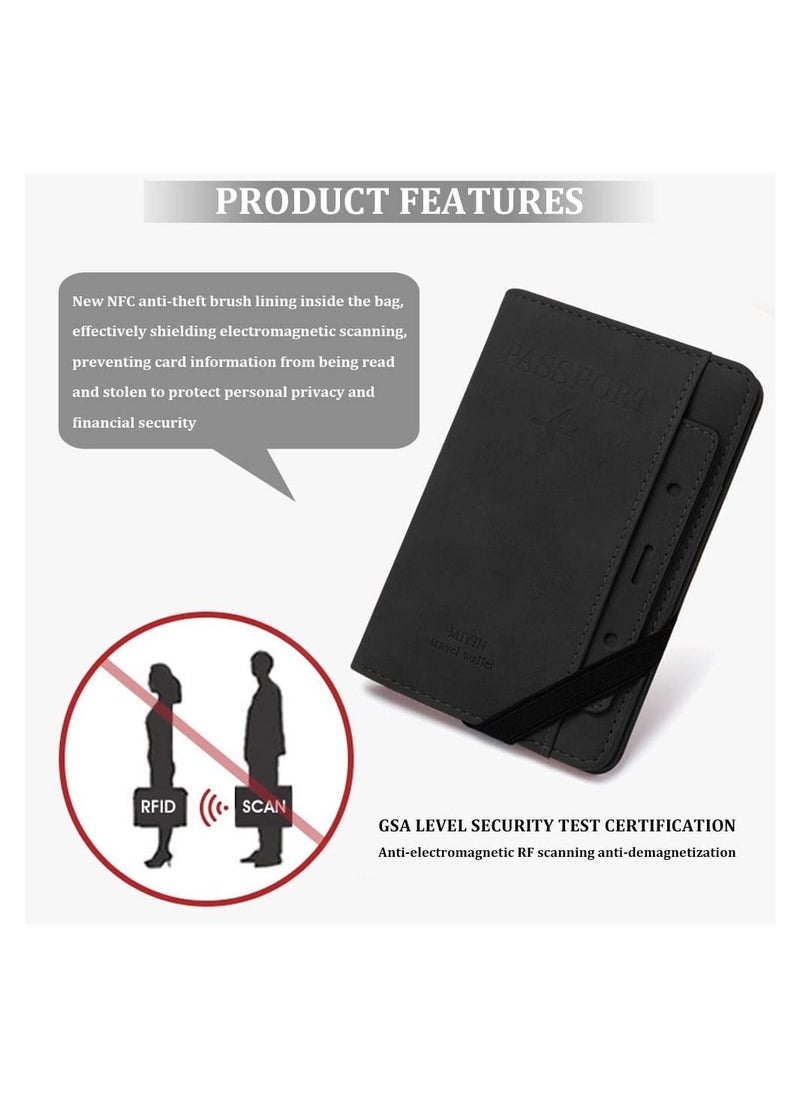 Y&D - PU Leather Passport Holder Cover Case, Slim Travel Wallet Card Organizer Protector Vaccine for Men&Women Accessories (Black) - Image 1