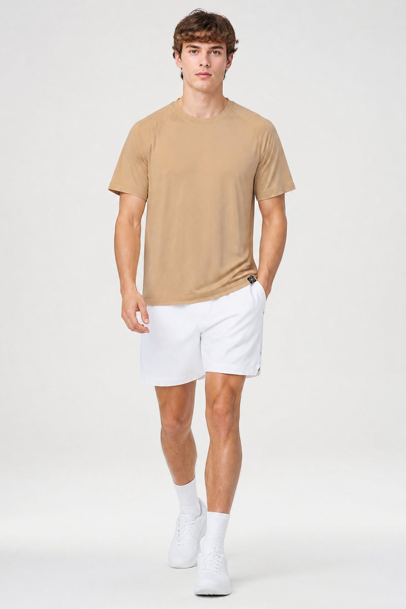 Gaiam Men Slim Fit Short Sleeve Training T-Shirt, Beige - Image 4