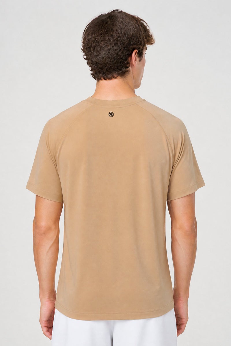 Gaiam Men Slim Fit Short Sleeve Training T-Shirt, Beige - Image 2
