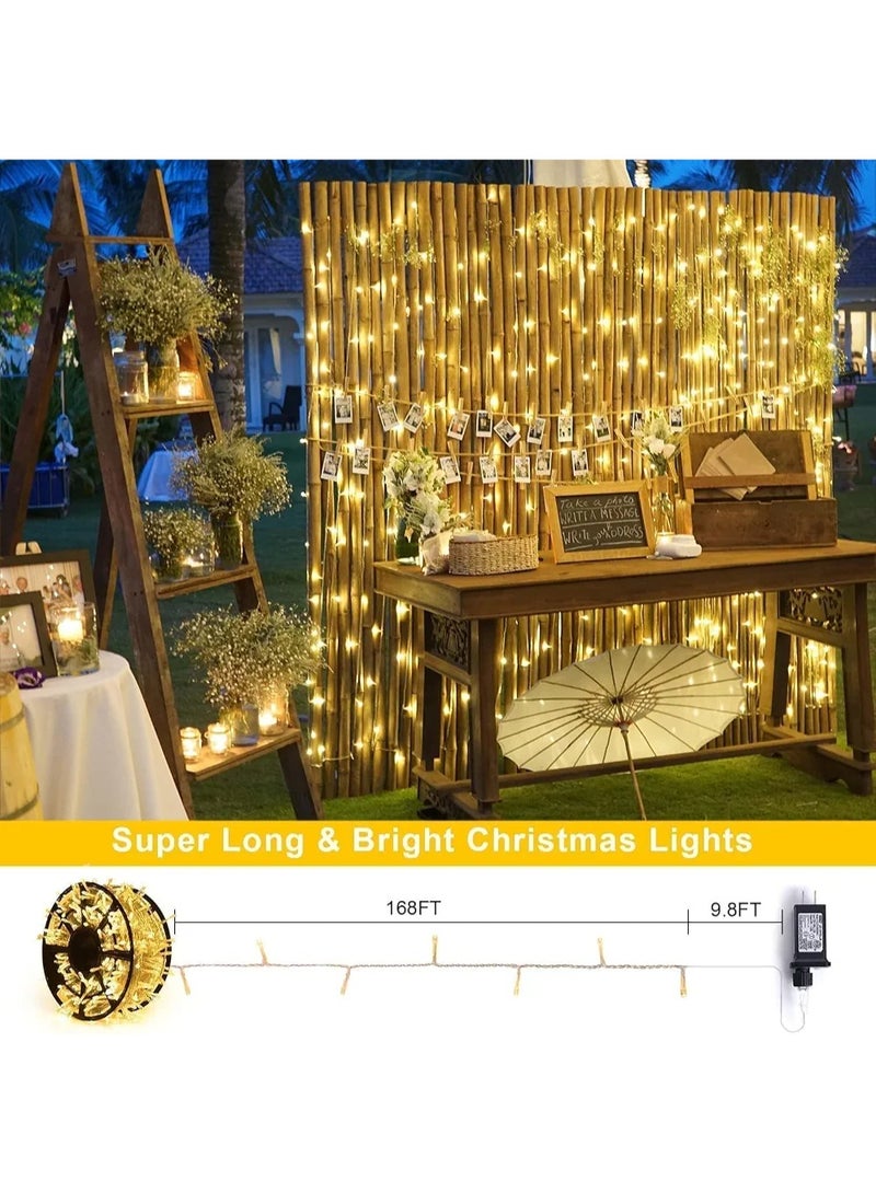 A.M 50M Warm Yellow Christmas String Lights, Indoor/Outdoor, LED, Perfect for Christmas & Wedding Decor - Image 4