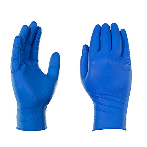 GLOVEWORKS HD Royal Blue Nitrile Industrial Disposable Gloves, 6 Mil, Latex-Free, Raised Diamond Texture, Large, Box of 100 - Image 3