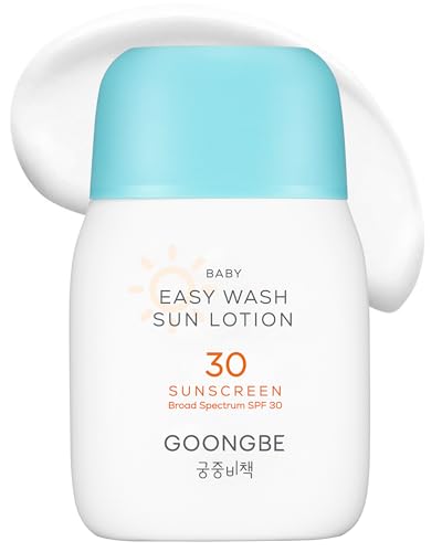 GOONGBE Baby Easy Wash Sun Lotion SPF 30 Korean Moisturizing Zinc Oxide Mineral Sunscreen for Babies and Kids Washes Off Easily Vegan ReefSafe AllergenFree 211 floz - Image 1