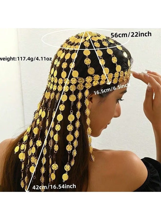 Ba Love Saudi Founding Day Gold Head Chain with Dangling Coins – Luxury Hair Accessory for Parties & Events - Image 2