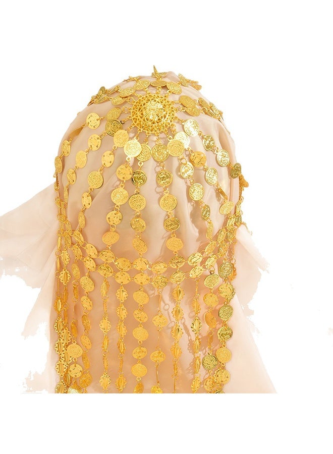 Ba Love Saudi Founding Day Gold Head Chain with Dangling Coins – Luxury Hair Accessory for Parties & Events - Image 5