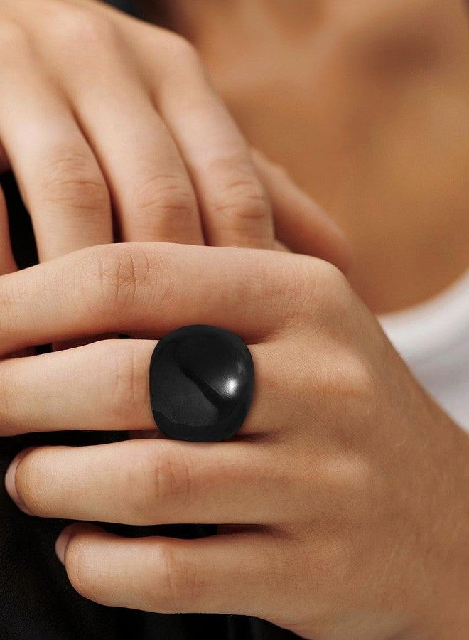U7 Large Dome Ring for Women Black Chunky Statement Rings Thick Black Band Rings, Size 12 - Image 2