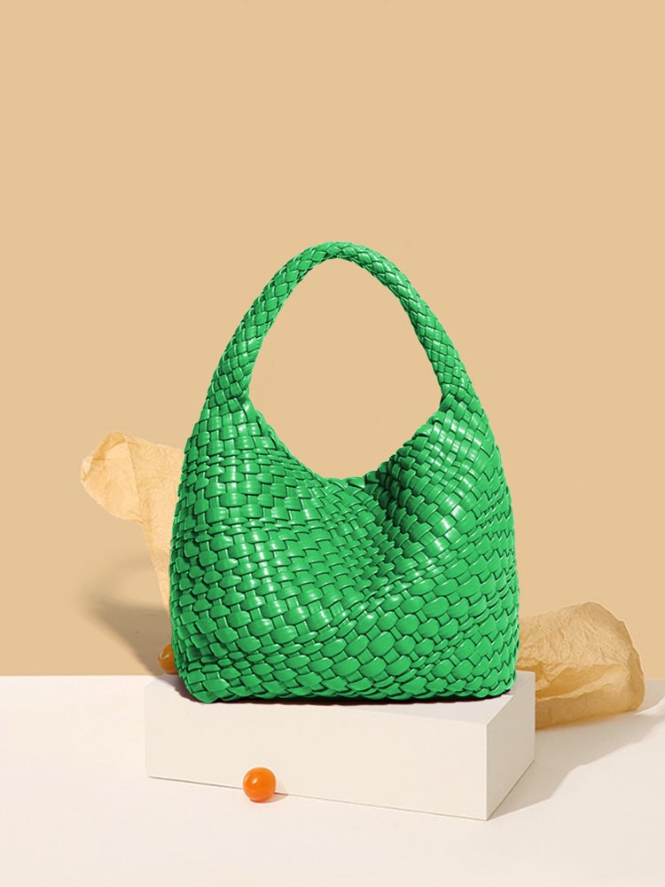 2025 Early Spring New Fashion High-End Fully Hand-Woven Bag Mother Bag Single Shoulder Large Capacity Tote Bucket Bag - Image 3