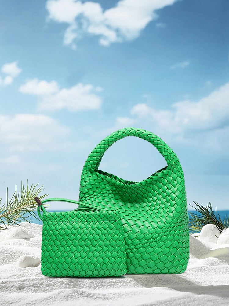2025 Early Spring New Fashion High-End Fully Hand-Woven Bag Mother Bag Single Shoulder Large Capacity Tote Bucket Bag - Image 5