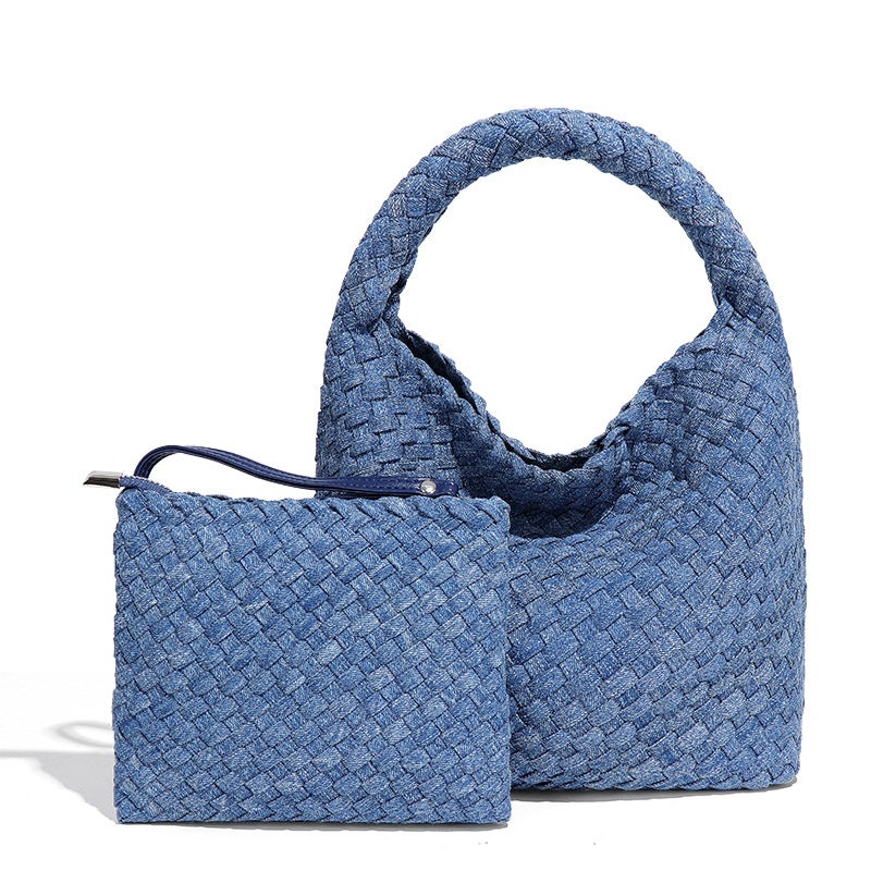 2025 Early Spring New Fashion High-End Fully Hand-Woven Bag Mother Bag Single Shoulder Large Capacity Tote Bucket Bag - Image 1