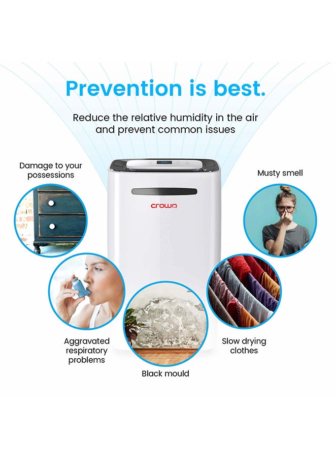 Crownline Dehumidifier With Digital Humidity Display MD-231 Dehumidifier White - Image 2
