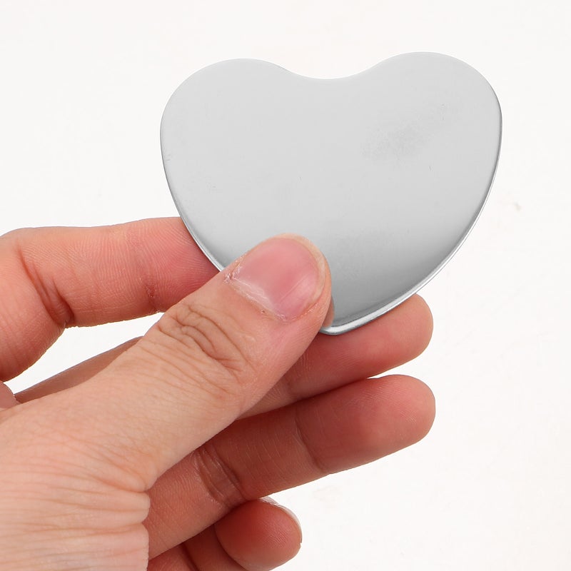 6 pcs Heart-Shaped Makeup Mirror Stainless Steel Handheld Palette for Valentine's Day Tabletop Display and nail Mixing - Image 3