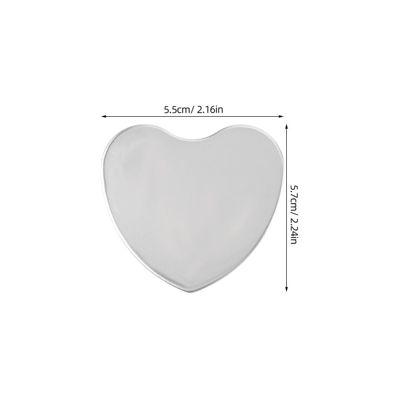6 pcs Heart-Shaped Makeup Mirror Stainless Steel Handheld Palette for Valentine's Day Tabletop Display and nail Mixing - Image 4