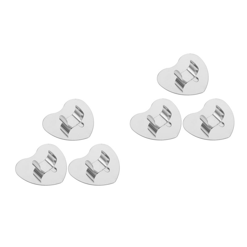 6 pcs Heart-Shaped Makeup Mirror Stainless Steel Handheld Palette for Valentine's Day Tabletop Display and nail Mixing - Image 1