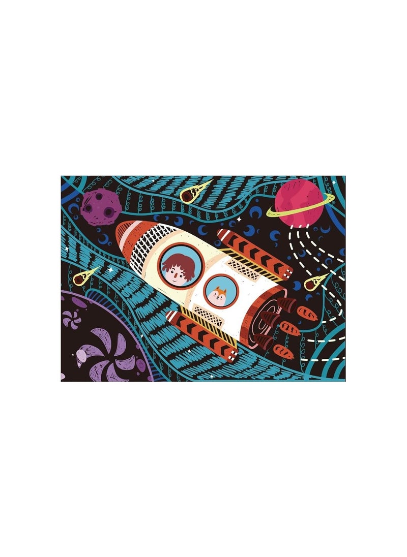 Avenir - Avenir Scratch Art Kit – Space | Unleash Creativity with Vibrant Drawings! 4 Themed Scratch Boards and Scratch Tool | Watch Brilliant Colors Unfold, Engaging Activity for Young Artists 3+ - Image 1