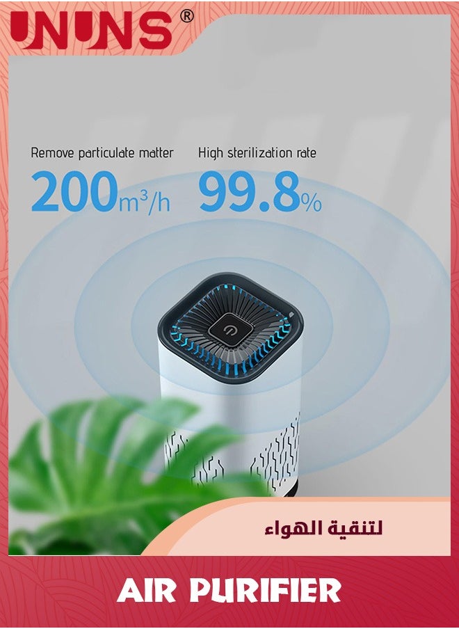 UNUNS أجهزة تنقية الهواء لغرفة النوم والمنزل، أجهزة تنقية الهواء H13 True HEPA Filter لسطح المكتب والمكتب والسيارة والحيوانات الأليفة مع كابل USB، منظف هواء صغير، ضوء ليلي، إزالة الدخان والغبار والروائح وحبوب اللقاح  - Image 5