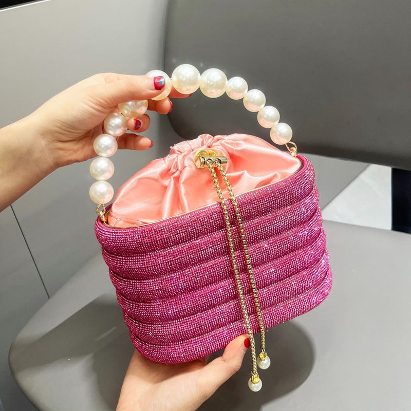 Women'S Bag Shiny Rhinestone Handbag Handmade Evening Bag Chain Shoulder Bag Pearl Decoration - Image 3