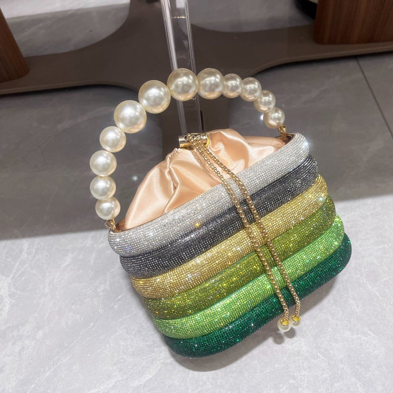 Women'S Bag Shiny Rhinestone Handbag Handmade Evening Bag Chain Shoulder Bag Pearl Decoration - Image 5