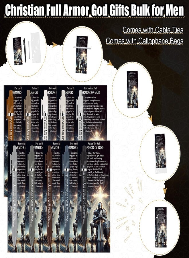 Lincia 50 Sets Christian Church Gifts Bulk Full Armor of God Ballpoint Pens and Bookmarks Easter Church Scripture for Men Father Day Pastor Bible Study Group Sunday School Students (Multicolor) - Image 3