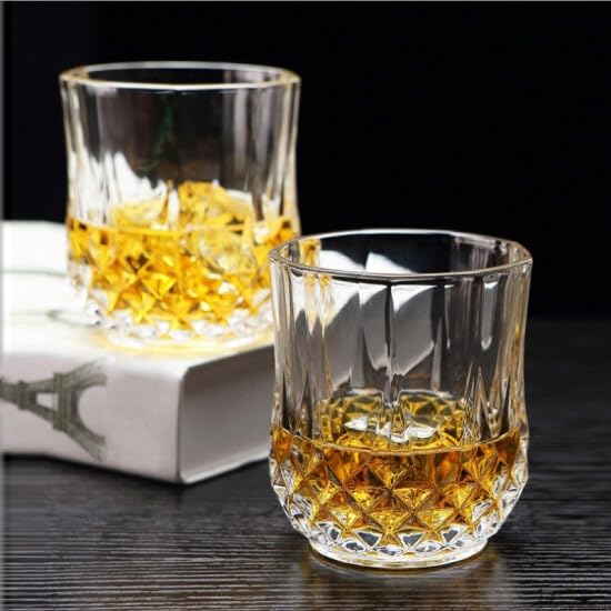 Passaro Deluxe Crystal Whiskey Glasses Set of 6 300 ML Transparent Old Fashioned Ideal for Scotch Bourbon and Cocktails - Image 1