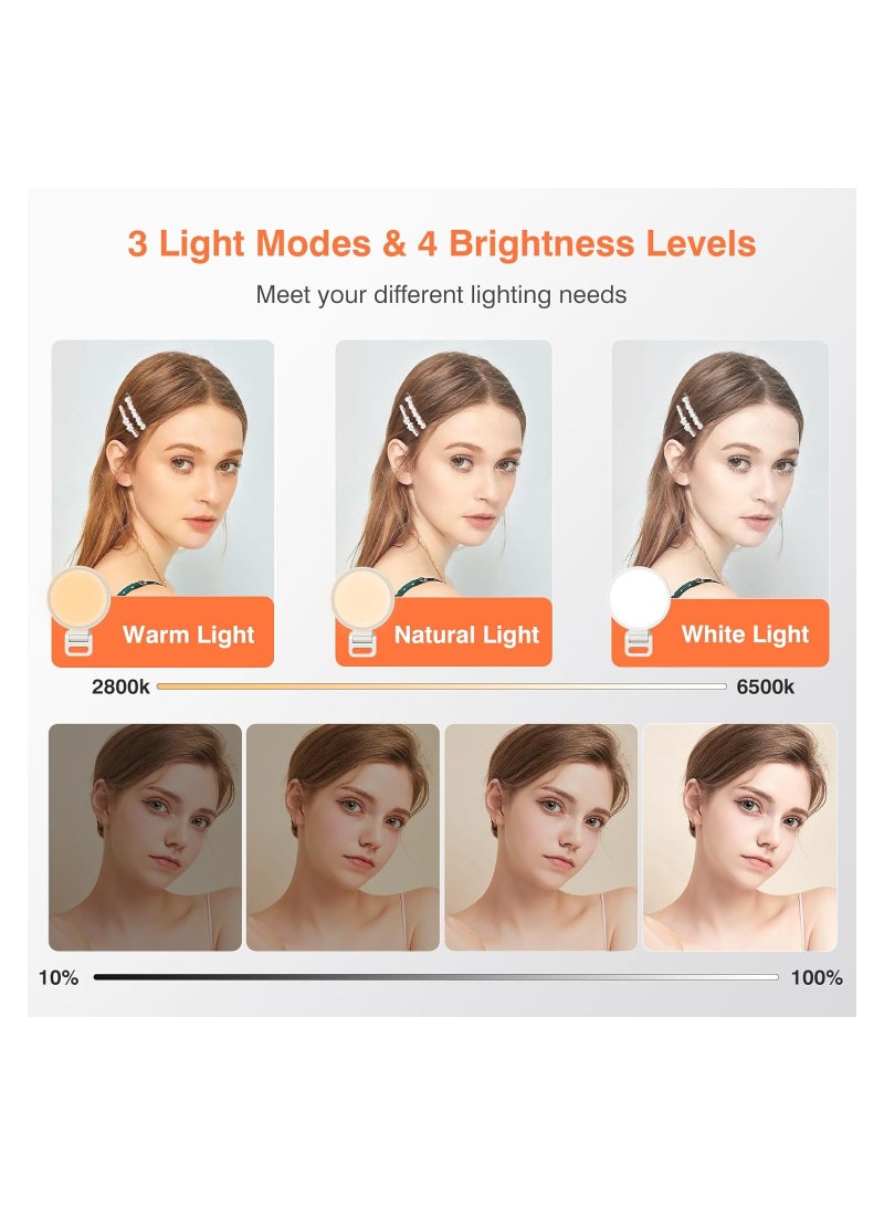 Rechargeable Clip-On Ring Light for Selfies and Video Conferencing, 3 Brightness Modes, 10X Brighter Soft Light for Phones and Laptops, Perfect for Live Streaming and Webcam Use. - Image 2