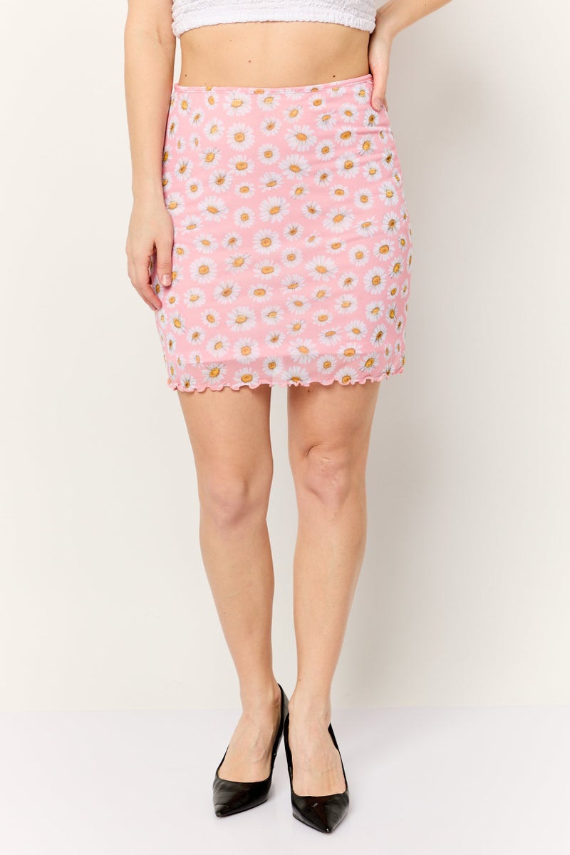MONKI Women Floral Print Mini Skirt, Multicolor - Image 1