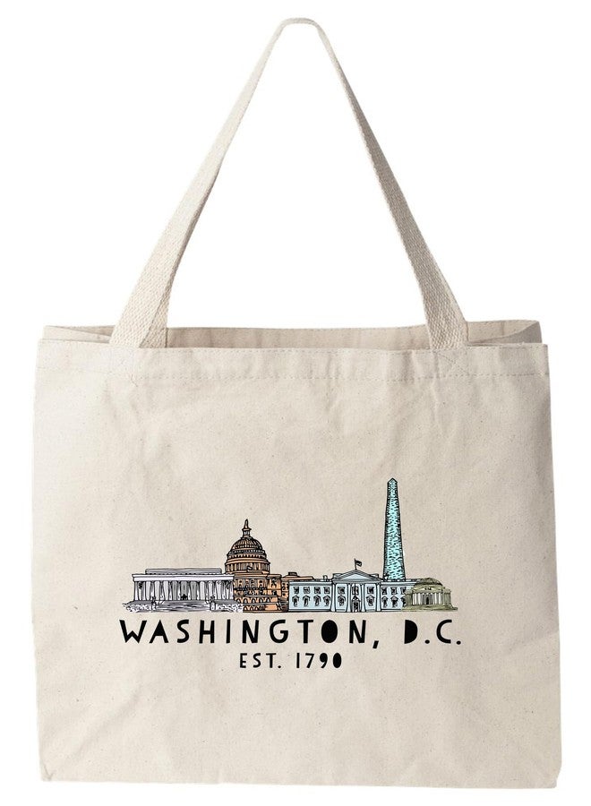 Moonlight Makers, 100% Cotton Canvas, Natural Tote Bag, Full-Color Tote, Funny Design (Washington DC Skyline) - Image 1