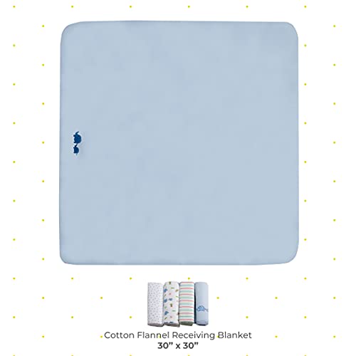 Spasilk Receiving Baby Blanket, 100% Cotton Flannel Blanket, Pack of 4, Blue - Image 2