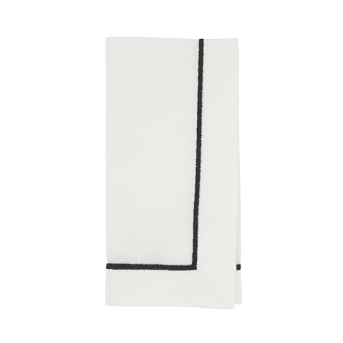 Saro Lifestyle Embroidered Line Design Napkin (Set of 4), 20"x20", Black - Image 1