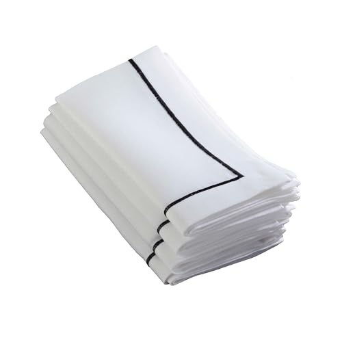 Saro Lifestyle Embroidered Line Design Napkin (Set of 4), 20"x20", Black - Image 2