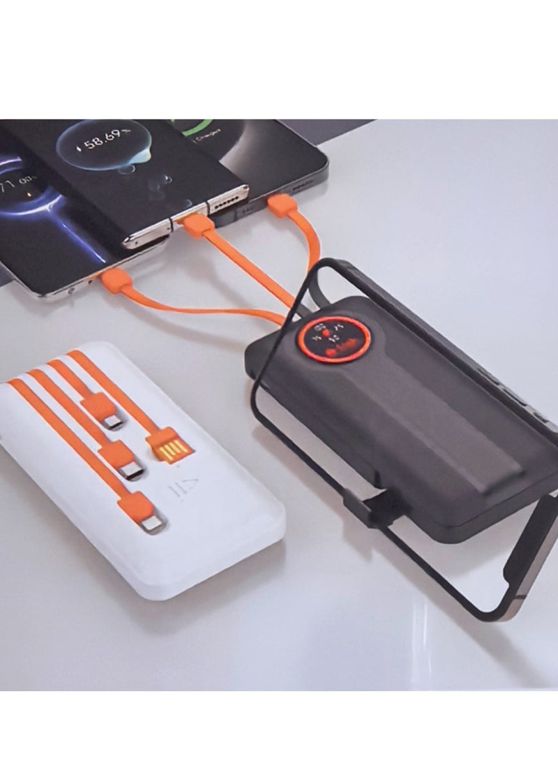 يلينكين 10000mAh 4-in-1 بنك طاقة الشحن السريع  25W Super Charge + حامل الهاتف  توافق متعدد الموانئ  لسلسلة iPhone Galaxy iPad AirPods iwatch وأكثر من ذلك أسود - Image 3