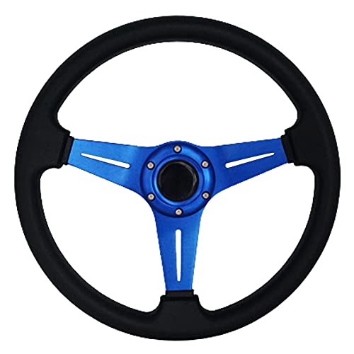 YEHICY 13.8” Racing Steering Wheel Quick Release for Car Sport Drifting Steering Wheel Pu Leather and Aluminum Spokes with Horn Button (Blue) - Image 1